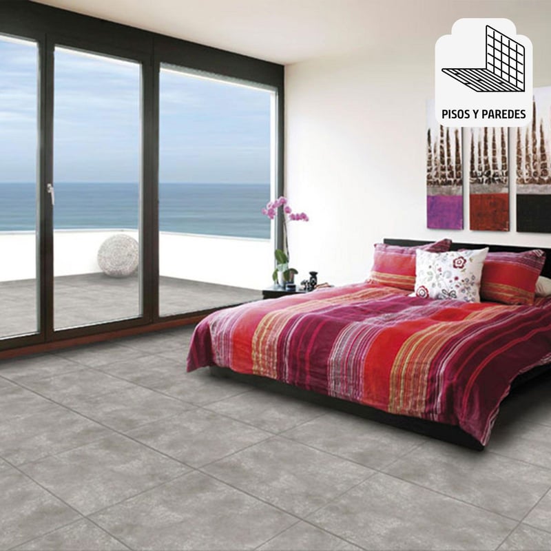 SAN LORENZO - Cerámica Gris Rústico 46x46cm 2.08m2 Concreto Grey