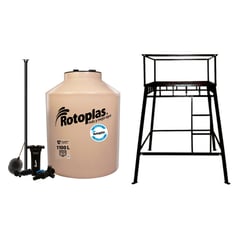 undefined - Combo Tanque de Agua Rotoplas 1100L Arena + Accesorios + Base Metálica para Tanque 1100 L