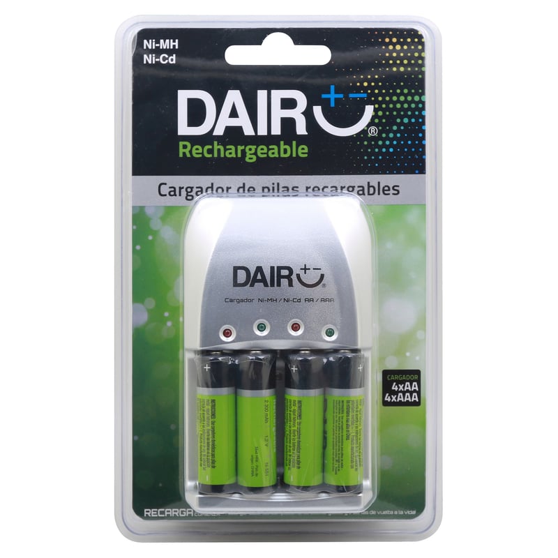 DAIRU - Pack Cargador y 2 Pilas Recargables Dairu AA