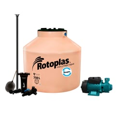 ROTOPLAS - Combo Tanque de Agua 750L + Accesorios + Bomba Periférica de 0.5 HP