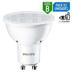 PHILIPS - Pack x2 Foco LED Dicroico Gu10 4W Luz Amarilla
