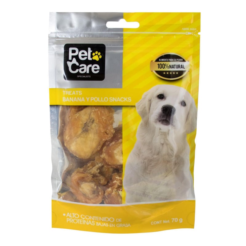 PET CARE - Pet Care Adultos Snack para Perros Banana y Pollo 70 gr
