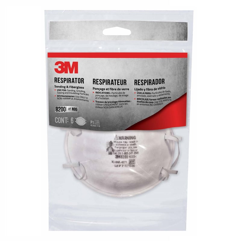 3M - Respirador para Partículas y Polvo 8200 N95 3M x 6 unid.