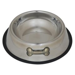 ACCECAN - Plato de Acero para Mascota Raza Grande Color Gris