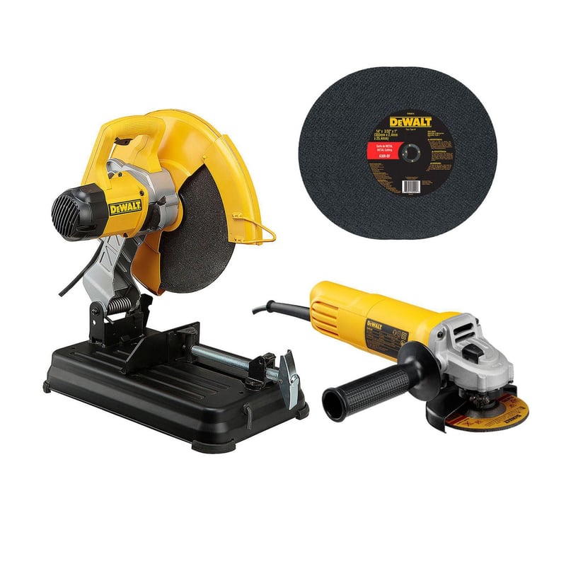 DEWALT - Tronzadora de Metales Eléctrica Dewalt 14" 2300W + Esmeril Angular Dewalt 4-1/2" 750W + 5 Discos D28730 