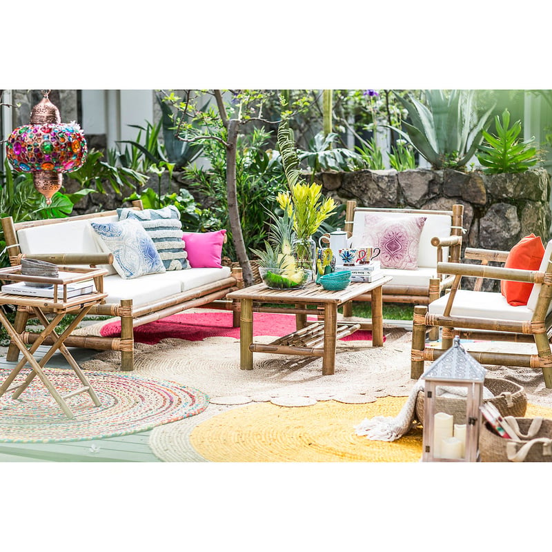 Juego de Living de terraza Bamboo 4 Personas Natural | Sodimac Perú