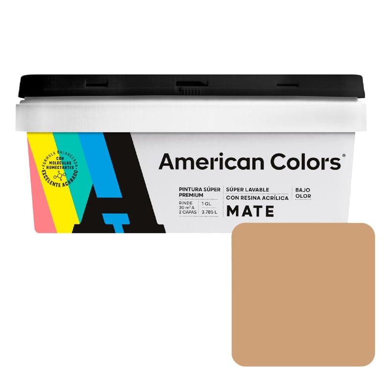 AMERICAN COLORS - Pintura American Latex Mate Tabaco 1GL