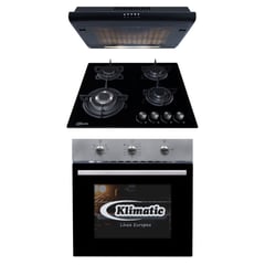 KLIMATIC - Tricombo Cocina Empotrable Nina 60 + Campana Extractora IWH101NE/M + Horno a Gas Lubeck BC