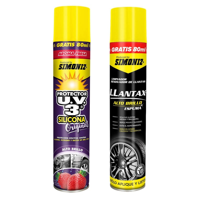 SIMONIZ - Kit de Silicona y Renovador Aroma Fresa + Llantax