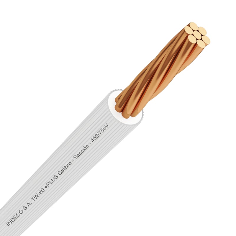 INDECO - Cable TW-80 Plus 450/750V 10 AWG Blanco 100 Metros