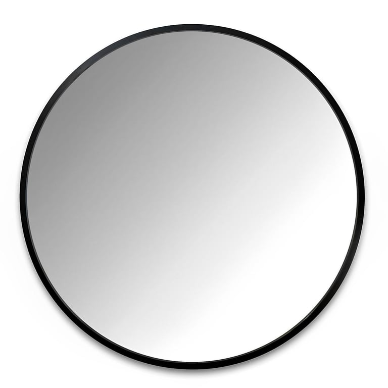 Espejo Redondo De Pared Negro Con Brazos Metálicos - Para Baño O Tocador, Diámetro Personalizable, Montaje En Techo