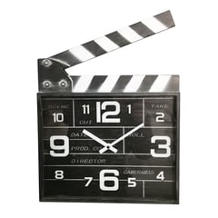 JUST HOME COLLECTION - Reloj Claqueta Cine Negro 33x34cm