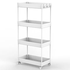 JUST HOME COLLECTION - Carrito Organizador Multiuso 4 Niveles Blanco