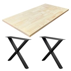 undefined - Kit de 2 Patas para Mesa Acero 770X150X705mm + Tablero Pino FJ 40x800x1600mm