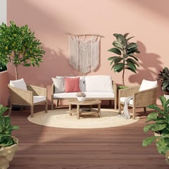 JUST HOME COLLECTION - Juego de Living de Terraza 4 Personas Madera Isla