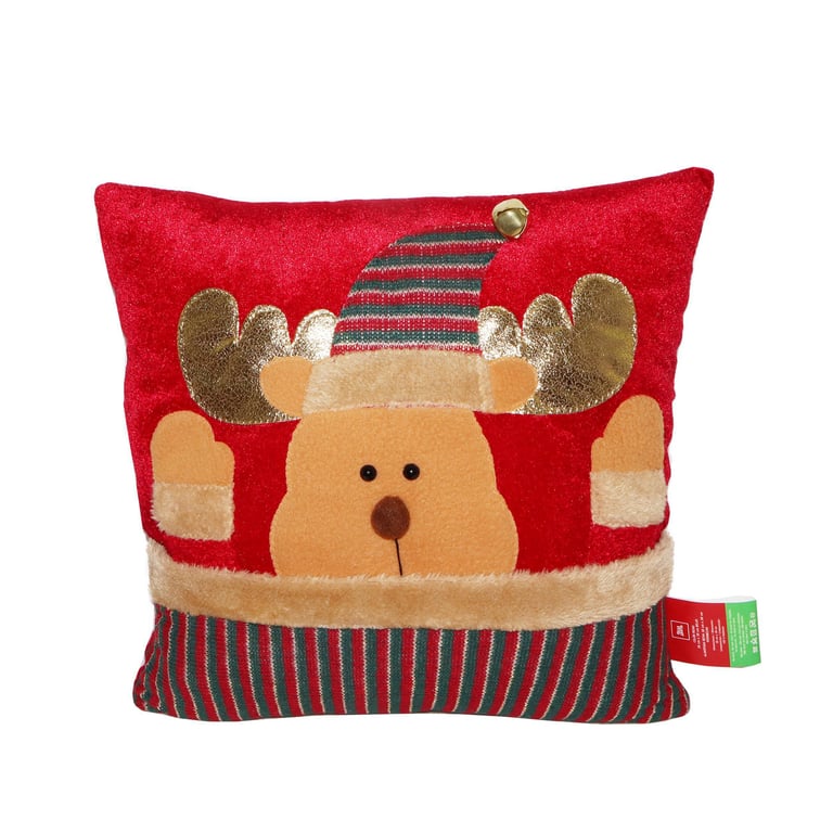 Cojín Reno Rojo Navidad 38x38cm | Sodimac Falabella