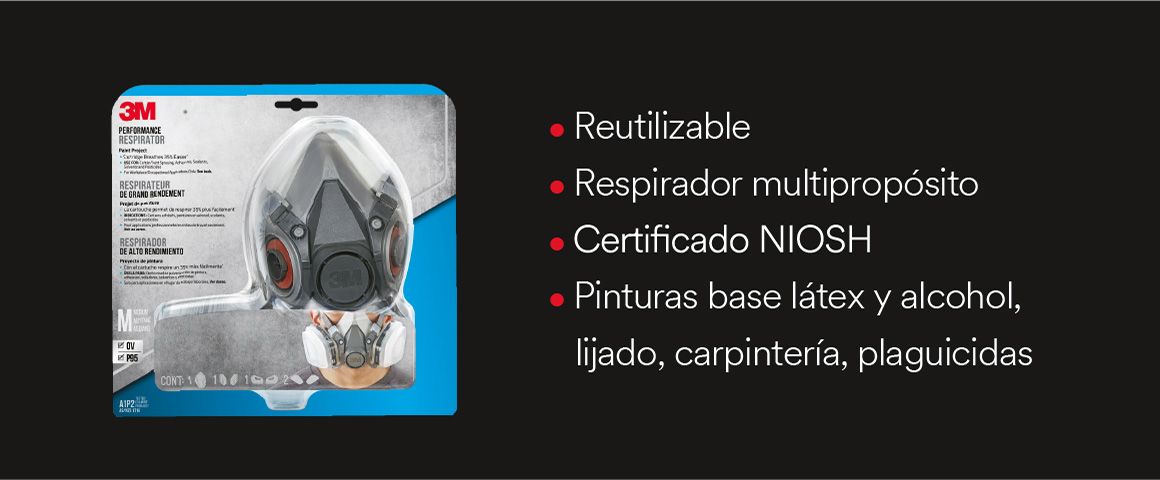 mascarilla, mascarilla para pintura, respirador, respirador 3M, respirador para pintura, kit para pintura, kit respirador para pintura, respirador reutilizables, equipo de proteccin personal, epp para pintores, epps, epps para el hogar, 3M
