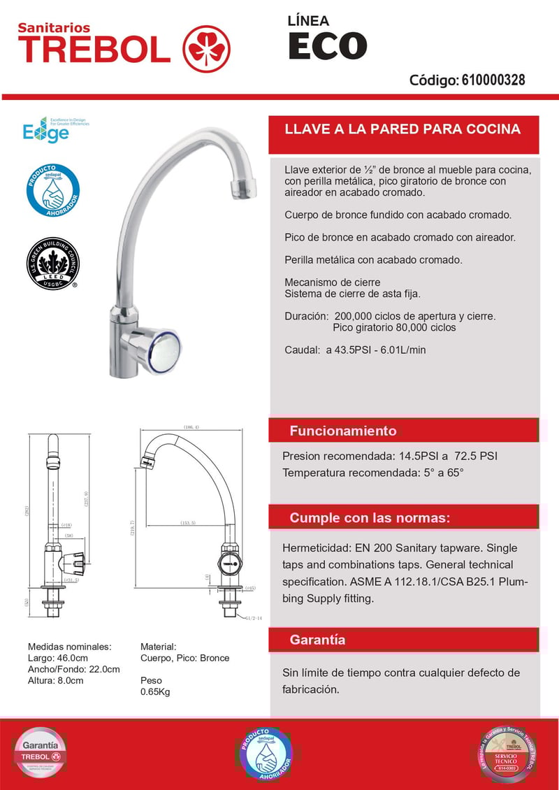Trebol, baño, grifería