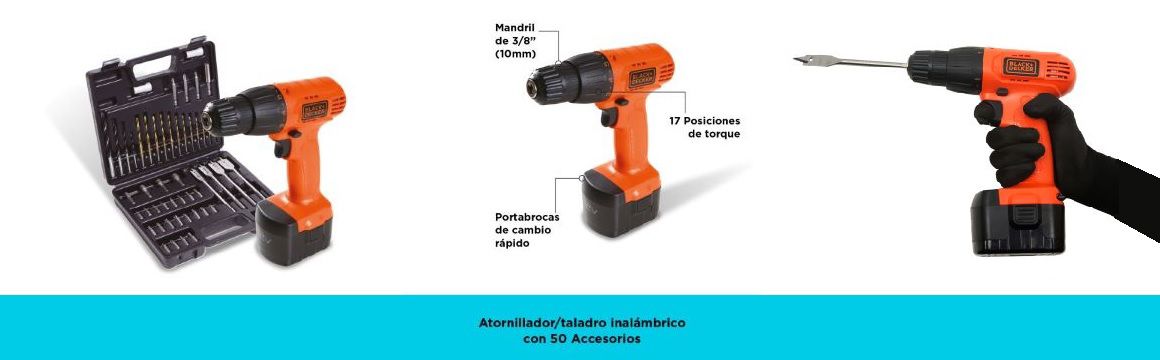 Taladro, Atornillador, 12V, Black&Decker, plstico, madera, portabrocas, brocas, herramientas, inalmbricas, recargable, batera, CD121K51