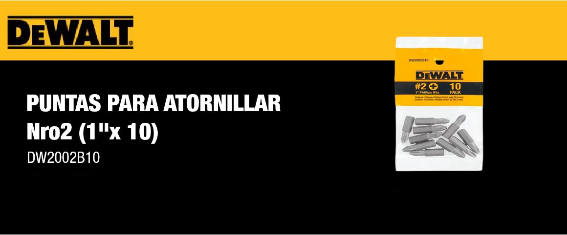 ACCESORIOS, SET PUNTAS, SET, ATORNILLAR, 10 PIEZAS, 10 ACCESORIOS, DEWALT,lt DW2002B10