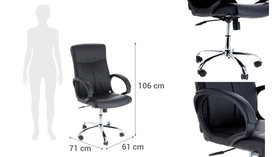 Silla de Oficina Respaldo Alto Cannes Negro