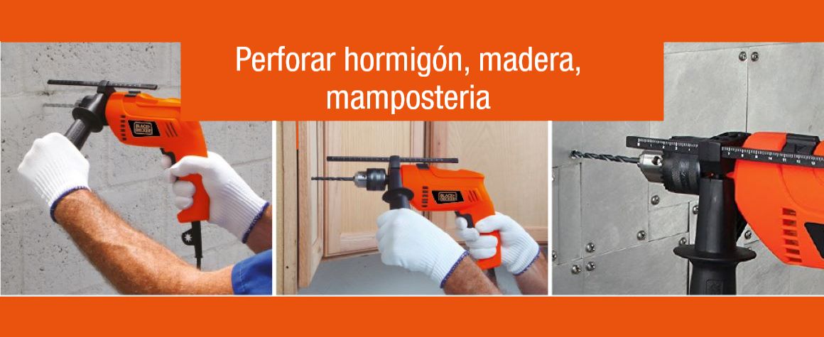 Taladro percutor Black&Decker HD555K con maleta y empuadura