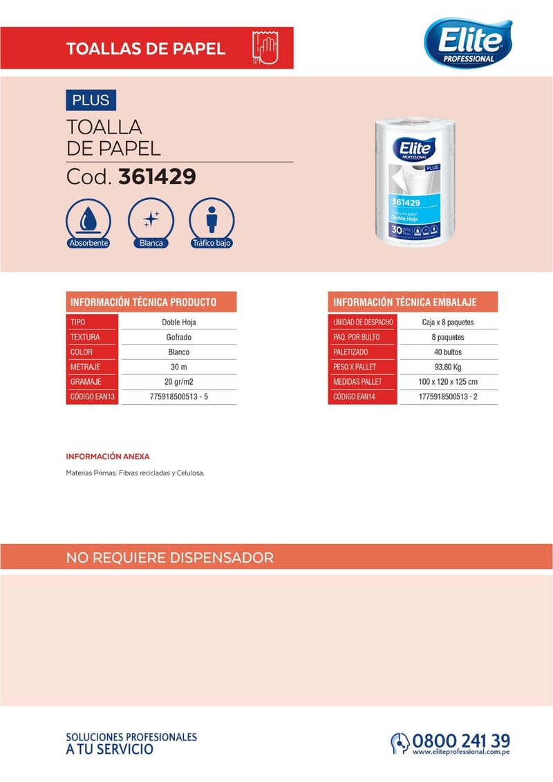 PT, Papel Toalla, Higiene, Limpieza, 1 rollo, 30 m, 30 metros, Toalla Rollo Plus, DH, Doble Hoja, , toballa, toaya