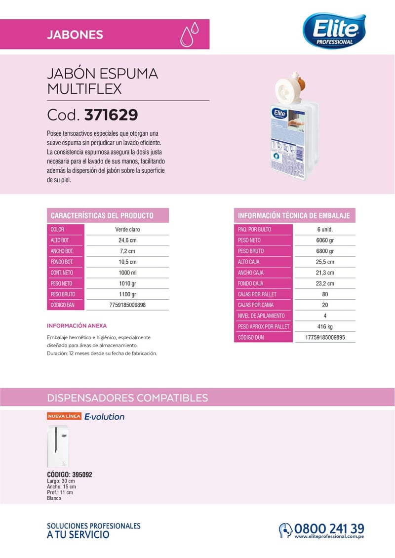 Jab�n, Espuma, Higiene, Limpieza, Manos, 1 L, 1 Litros, Multiflex, jabon, javon, jabom,