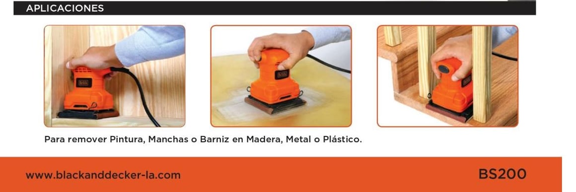 Lijadora, lijadoras, orbital, herramienta, electrica, 1/4 de hoja; Black&Decker