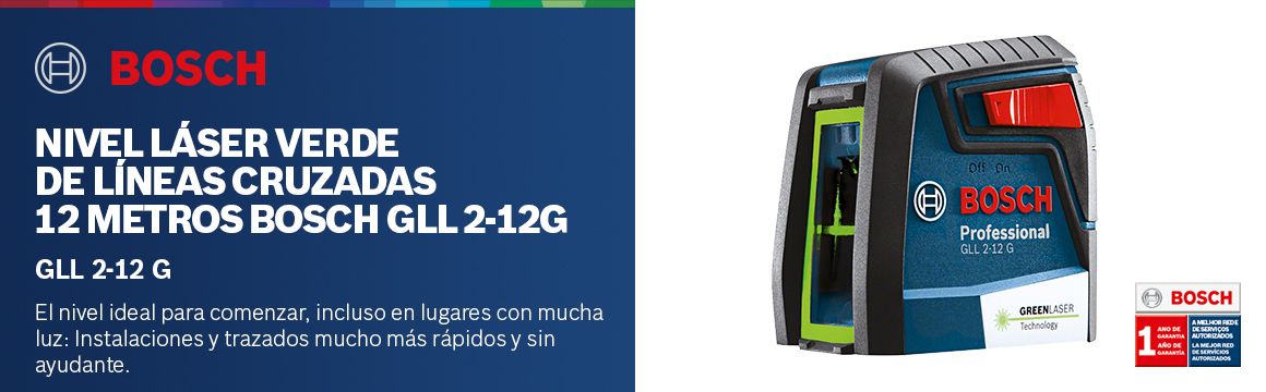 Nivel Lser verde de lneas cruzadas 12 metros Bosch GLL 2-12G