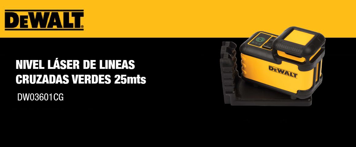 NIVEL LASER, LINEAS CRUZADAS, CRUZADA, COLOR VERDE, DEWALT, DW03601CG