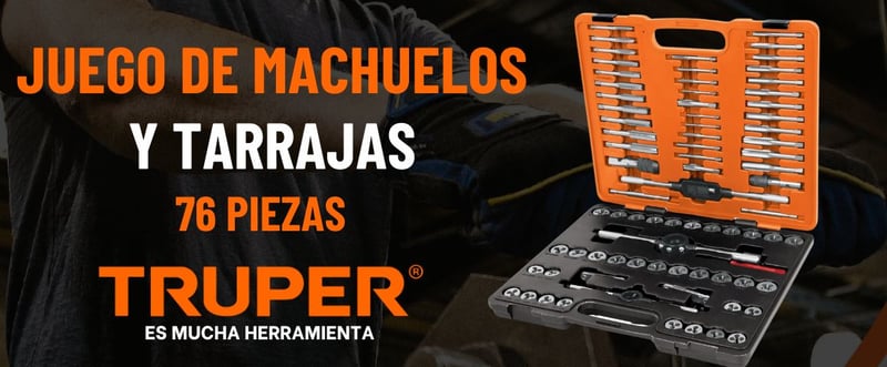 Juego de machuelos y tarrajas, 76 piezas Truper, Herramientas de roscado, Juego completo para roscar, Machuelos y tarrajas de calidad, Kit de roscado Truper, Herramientas de fileteado, Juego de roscado manual, Roscado de precisión, Herramientas de corte de roscas, Machuelos y tarrajas para roscar metal, Juego de herramientas de roscado múltiple, Set versátil de fileteado, Herramientas para roscar en distintos tamaños, Kit de machuelos y tarrajas duraderas, Accesorios de roscado Truper, Juego de herramientas para talleres