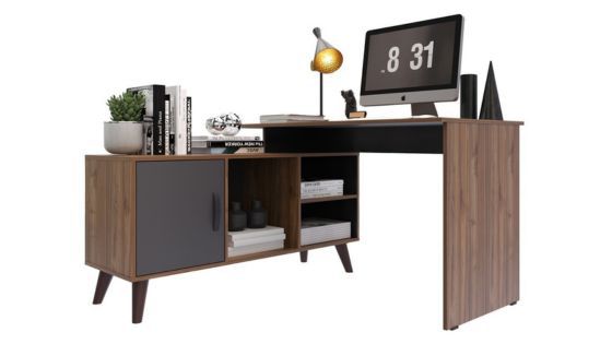 Combo Escritorio en L + Estante Librero Chelsea