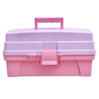 Caja organizadora de plástico con tapa Vanity con 14 compartimientos rosa y lila