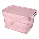 Caja organizadora de plástico con tapa rosa 29 L