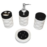 Kit de 4 accesorios de baño cerámica blanco y negro