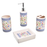 Kit de 4 accesorios de baño cerámica diseño multicolor
