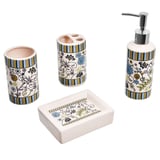 Kit de 4 accesorios de baño cerámica diseño multicolor