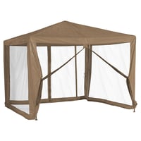 Gazebo fijo de PE 250 x 300 x 300 cm taupe con mosquitero