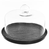 Tabla de porcelana negra y cúpula para quesos 23,5 x 18 cm
