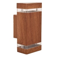 Aplique exterior cuadrado bidireccional madera 2x GU10
