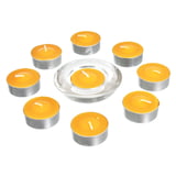 Set de 9 velas amarillas White Tea Neroli con porta velas 7,5 x 3 cm