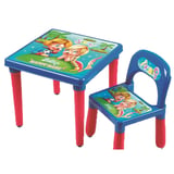Juego de mesa y 1 silla infantil azul