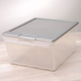Caja organizadora de plástico con tapa y apertura frontal transparente 15 L