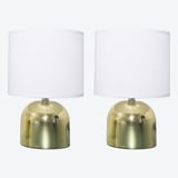 Pack de 2 lámparas de mesa Chic 1 luz E14 blanca y dorada