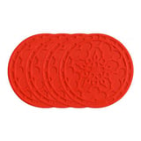 Pack de 4 mini salvamantel redondos 10.5 cm rojo