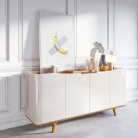 Aparador Cádiz Classic de MDF off white y natural 79.5 x 41 x 160 cm