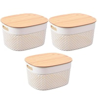 Set de 3 cajas de bambú con tapa