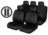 Set de fundas cubre asiento con cubrevolante y cubrecinturones plástico negro
