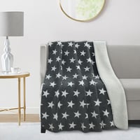 Manta Estrella de poliéster gris y blanca 125 x 150 cm